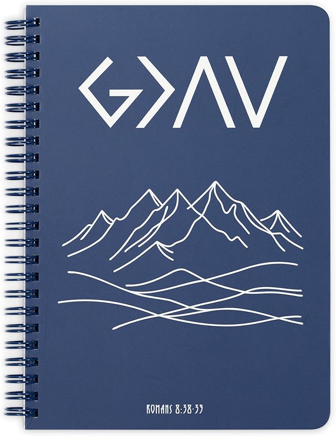Steel Mill & Co Faith Inspired Mini Spiral Notebook, 8.25" x 6.25" Journal with Durable Hardcover and 160 Lined Pages (Greater than the Highs and Lows)