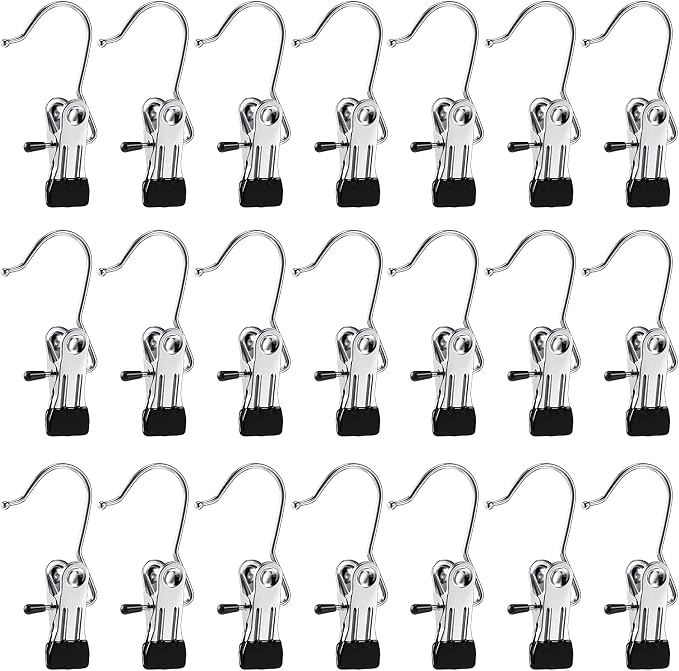 Hotop 36 Pieces Boot Hanger Clips for Closet, Laundry Hanging Hooks Heavy Duty Clips Boot Holder Portable Single Hooks Space Saving for Pants Jeans Clothes Hats Tall Towels (Silvery)