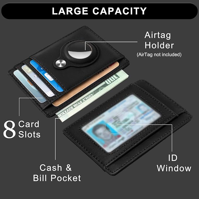 Slim Minimalist Front Pocket Air Tag Wallet, RFID Blocking Card Holder Wallet with Airtag Holder