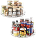 LAMU 2 Pack Lazy Susan Organizer 9 inch Lazy Susan Turntable for Cabinet, Rotating Spice Organization for Cabinet, Kitchen, Table Top, Countertop, Pantry Fridge Organizers and Storage, Clear