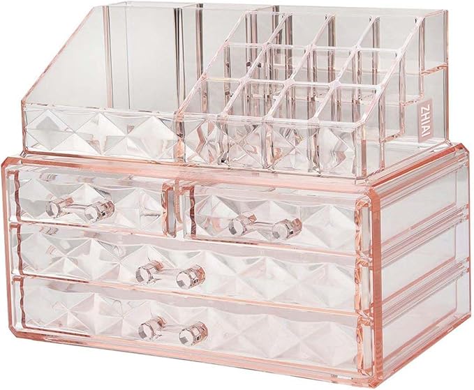 ZHIAI Stackable cosmetic organizer with drawers, easy to organize cosmetic products accessories Suitable for vanity, toilet, bathroom and bedroom organization and storage
