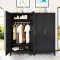 erosoei 71 "Metal Armoire Wardrobe Closet, Steel Clothing Storage Cabinet with Adjustable Shelves and Hanging Rod, Household Steel Wardrobe Storage Cabinet with Adjustable Standing feet（Black）