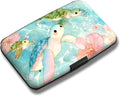 Maicican Credit Card Holder, Mini RFID Blocking Aluminum Wallet | Slim Metal Hard Case Travel Wallet ID Case for Women and Men, 4.3 x 2.9 Inches, Flowers and Turtle