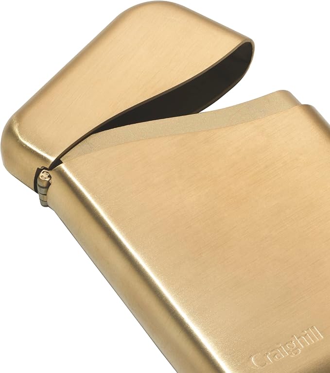 Craighill Summit Business Card Case - Front Pocket Card Holder for Men & Women, Slim & Stylish, Fits Cash, Credit & Business Cards, Solid Metal Construction - Vapor Brass