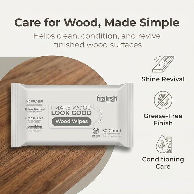 Wood Cleaning Wipes 180 Ct, Clean, Polish & Condition | Restore & Protect Shiny Surface, Wet Cleaner Wipes for Wooden Furniture, Kitchen Cabinets, Doors, Desks, Tables & Carved Wood