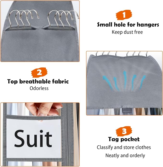 Clear Garment Bags for Hanging Clothes 10" Side Gusset, Suit Bags for Closet Storage, Suit Cover for Shirts Coats Dresses (24"X42"X10" 4Pack)