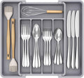 Lifewit Silverware Drawer Organizer, Expandable Utensil Tray for Kitchen, BPA Free Flatware and Cutlery Holder, Adjustable Plastic Storage for Spoons Forks Knives, 8.5-14 x 12", Gray