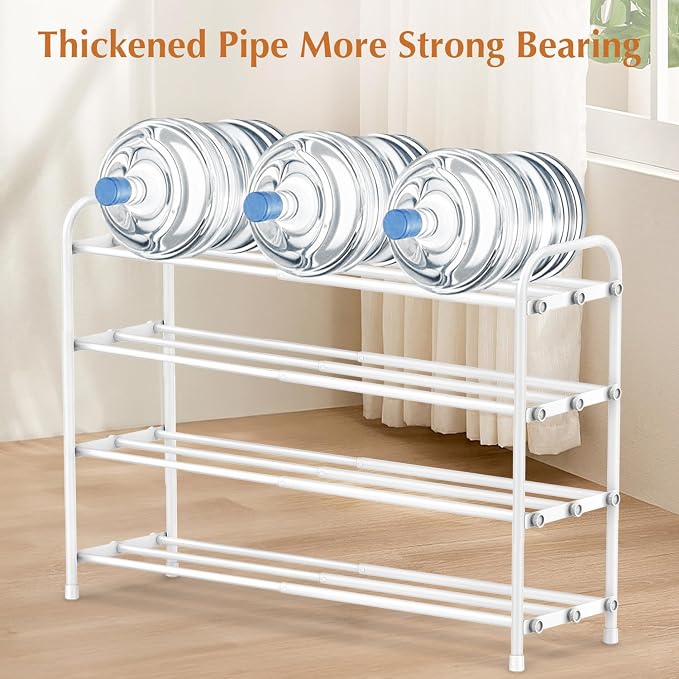 INSMART 4-Tier Expandable Shoe Rack, Stackable and Adjustable Shoes Organizer Storage Shelf, Sturdy and Durable Metal Structure Free Standing Shoe Rack for Closet Entryway Doorway, White