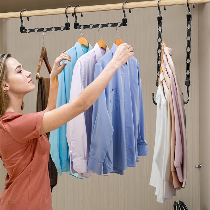 16 Pack Hangers Space Saving Magic Space Saver Storage Smart Plastic Clothes Hanger Organizer Closet Organizers and Storage for Closet Wardrobe Apartment College Dorm Room Essentials, Black
