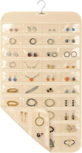 1 Pack Hanging Jewelry Organizer, 80 Clear Pockets earring organizer and storage, Accessories holder organizer for Closet, Jewelries, Necklace, Travel