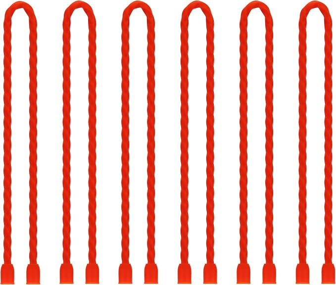 6 PCS 12-Inch Silicone Cable Ties Dia 5mm Reusable Steel-Core Rubber Twist Ties Bendable Cable Ties for Bundling and Holding, All Purpose Cord Tie for Indoor and Outdoor (Red)