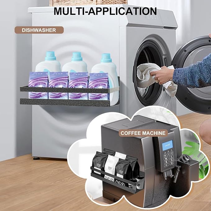 Uten Magnetic Spice Rack for Refrigerator 2 Pack, Spice Organizer Kitchen | Strong Metal Magnetic Shelf, Capacity of up to 23lbs,16"*4.5" and 12"*4", Scratch-resistant, Muti- Use, Gray
