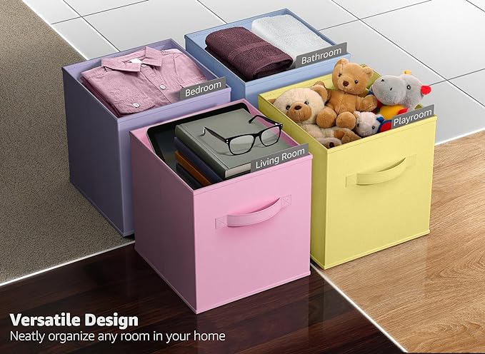 Sorbus Fabric Storage Cubes - 8 Foldable Storage Bins for Organizing Pantry, Cubbies, Toy Box - Clothes Storage & Closet Organizer - 13 Inch Collapsible Cube Baskets for Shelves with Handle