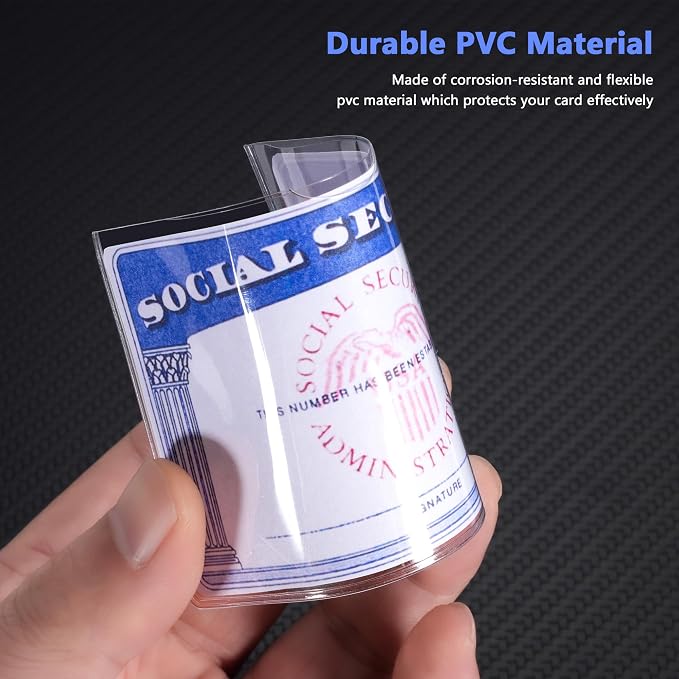 Social Security Card Protector, Clear Credit Card Sleeves, 10-Pack | Durable PVC Material, Clear & Easy to Read, Everyday Essential, Everyday Essential, 3.8 x 2.32 in