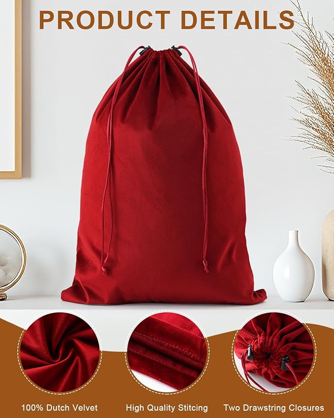 2 Pcs Shoe Bags for Travel, Dust Velvet Bags, Rio Red, 17.3x12.6 Inch | Washable & Reusable Travel Shoe Bags, Dustproof Shoe Bags with Drawstring Closure, Suitable for Travel, Home Storage