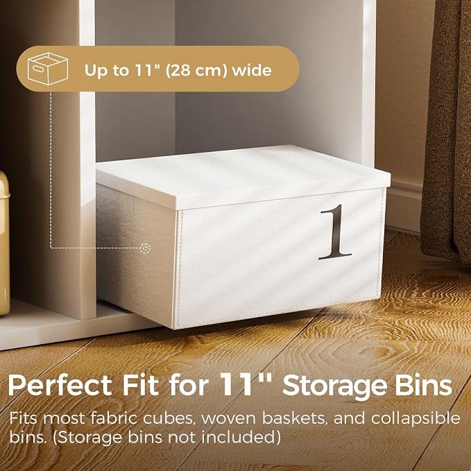COMHOMA 6 Wood Cube Storage Organizer with Open Back and Removable Back Panels, 11In White Cube Storage Bookshelf, Cubicle Shelf Bookcase for Home Office Bedroom Living Room, Vertical or Horizontal