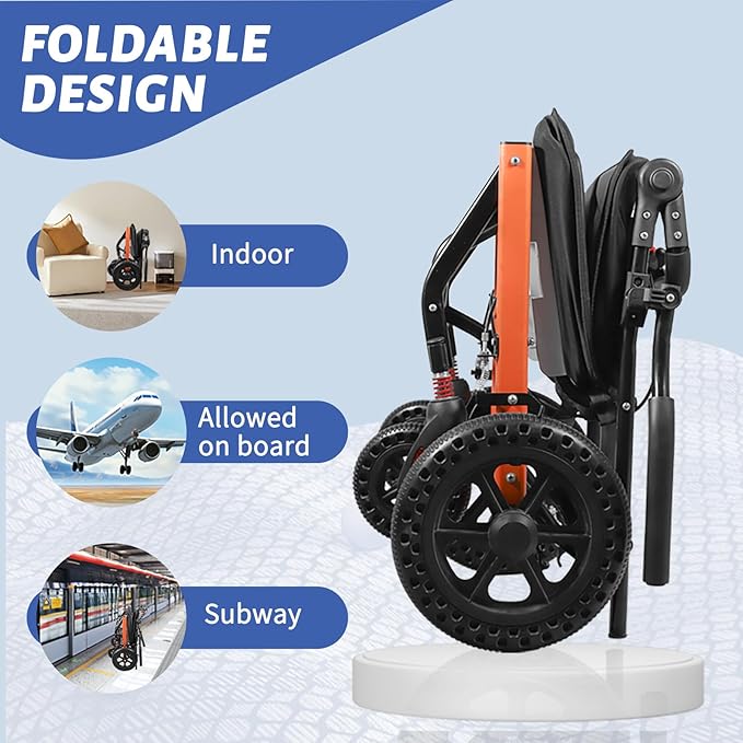 Wheelchairs for Adults,Transport Wheelchair Lightweight Foldable with Removable Cushion，Ergonimic Travel Wheelchair with Rotate Handle，Gift for Grandma