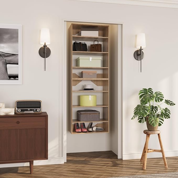 ROOMTEC Modular Closet System, 31.5" Shelf Closet Tower Wall-Mounted Closet Organizer, Wooden Tower for Walk-In Closets, Wardrobe Storage Kit, Wood