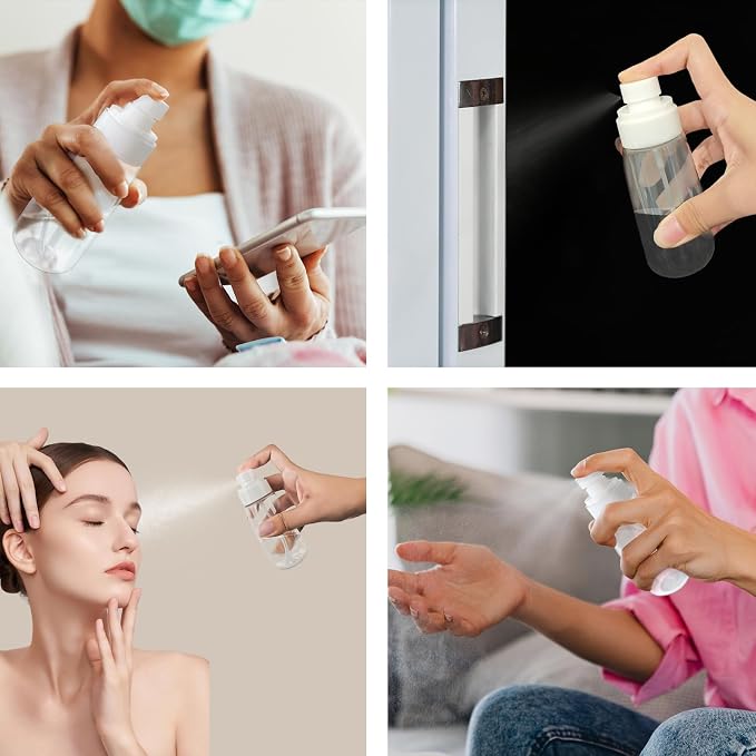 Travel Size Spray Bottle, 100ml Clear Plastic for Beauty Essentials, Leak-Proof Design for Home and Travel Use