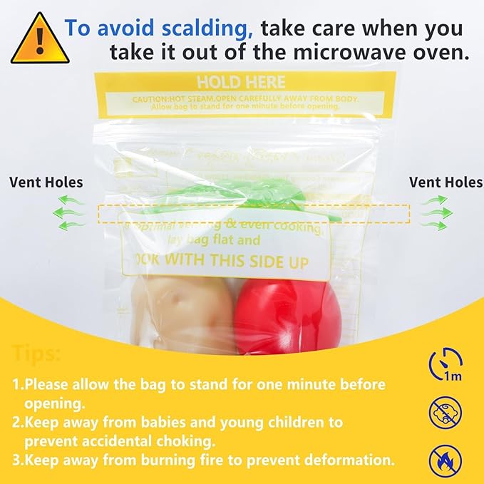 12 Pcs Microwave Steam Bags for Cooking Reusable Zipper Steam Vegetable Bag Frozen Food Heating Bags for Faster Vegetables Seafood and Meat, 7.1 X 7.9 Inches (12)