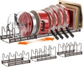 3 Pack Expandable Pan Organizer for Cabinet,Pot Lid Holder Rack with 14 Adjustable Compartment for Kitchen Cabinet Cookware Baking Frying Rack, Bronze