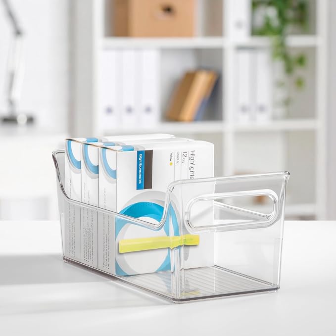 iDesign Plastic Condiment Organizer with Handles, Set of 4, Clear | For Fridge, Made in USA