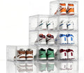 KEFA XL Shoe Storage Box Organizer, 8 Pack Shoe Boxes Clear Plastic Stackable, Sneaker Display Case Container Fit for US 15 (Drop 8 PACK CLEAR)