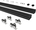 5FT/60(Double 2.5FT) Bypass Door Hardware, Aluminum Double-Closing Sliding Closet Door Hardware with Finger Pull Included, Smoothly and Quietly, Fit Door Thickness 1 3/8" or 1 3/4", Black
