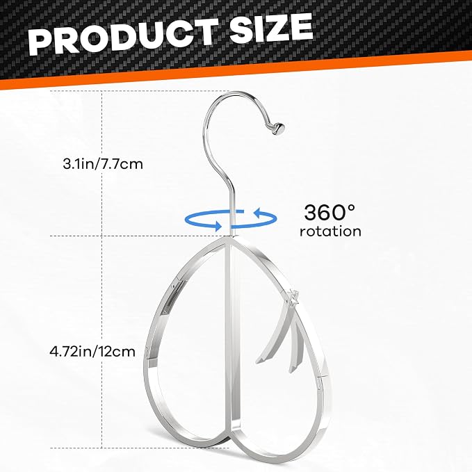 Love Shape Multipurpose Closet Hangers-Tie and Belt Hanger for Closet- Ideal for Storing Belts, Ties, Scarfs, Baseball Hats, Purses & More- Great Space Saving Belt Organizer for Wardrobe - Silvery