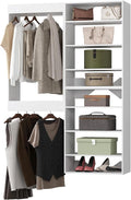 Modular Closet System, 46" Wide Organizer With Towers and Hanging, Wood Tower Storage for Walk In Closets, Wall Mounted Wardrobe Kit, Bedroom, White