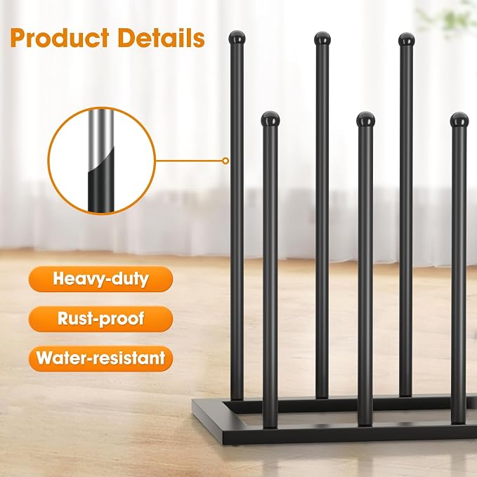 Urban Deco Free Standing Shoe Racks, Boot Organizer for Tall Boots, Black Metal Boot Rack Fit for 8 Pairs, Shoe Organizer for Dorm Room, Closet, Entryway (Black-8pairs)