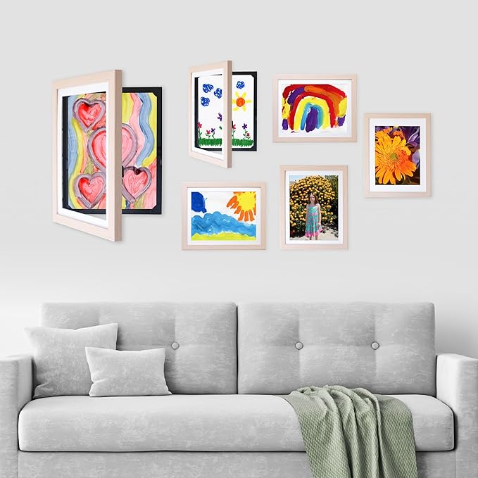 Dynamic Frames Li’l Davinci Front-Open 2-Pack Kids Art Frames, Wooden Frames for 9x12 Artwork, Prints & Certificates, Store up to 50 per Frame, 11.75 x 14.75 Outer Dimensions, Natural