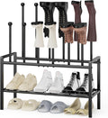 Freestanding Shoe Racks - 3 Tier Metal Boot Rack with 12 Long Posts Holds 6 Pairs Tall Boots, Shoe Storage Organizer for Entryway Closet Bedroom Hallway Indoor Outdoor