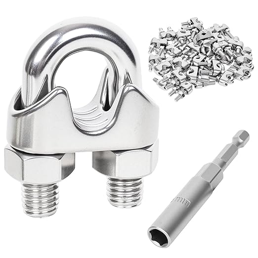 12 Pcs 1/4 inch Wire Rope Clips,Wire Rope Clamp,Cable Clamp | 304 Stainless Steel Smooth Rods for Industry, Metal Working Hobbies and DIY Craft