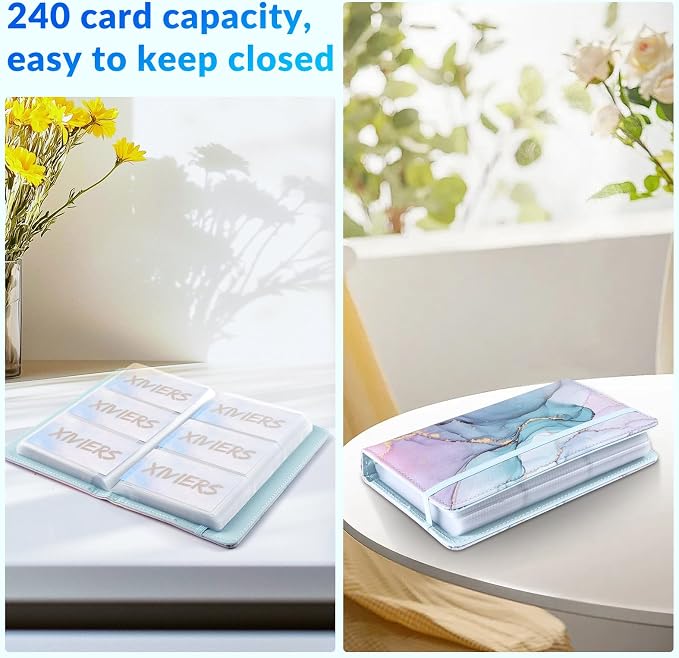 Pu leather business card organizer， 240 Capacity business card holder organizer，Credit card holder for women and men