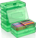 Blulu 6 Pack Large Plastic Pencil Case Box Clear Pencil Boxes Bulk Hard Crayon Box Storage with Snap Lids 8.1 x 4.7 x 2.2 Inch Painting Organizer Classroom Stationery School Supplies (Green)