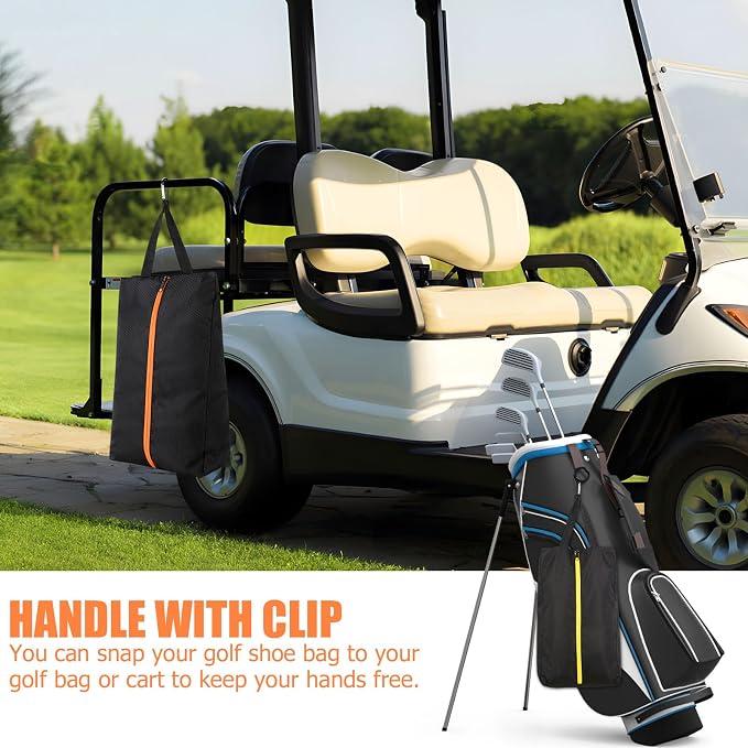 TOBWOLF 2PCS Golf Shoe Bags, Water-Resistant for Smelly Cleats | Keeps Dirty Shoes Off Clean Gear, Smooth Zipper & Carry Handle, Fits Golf & Soccer Cleat bags, Ideal for Gym, Sports & Travel