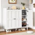 ONBRILL Shoe Cabinet with 3 Doors and Adjustable Shelves, 30 Pairs Shoe Storage Cabinet, 40 Inch Tall Farmhouse Shoe Rack Shoe Organizer Cabinet for Entryway Living Room Closet, White