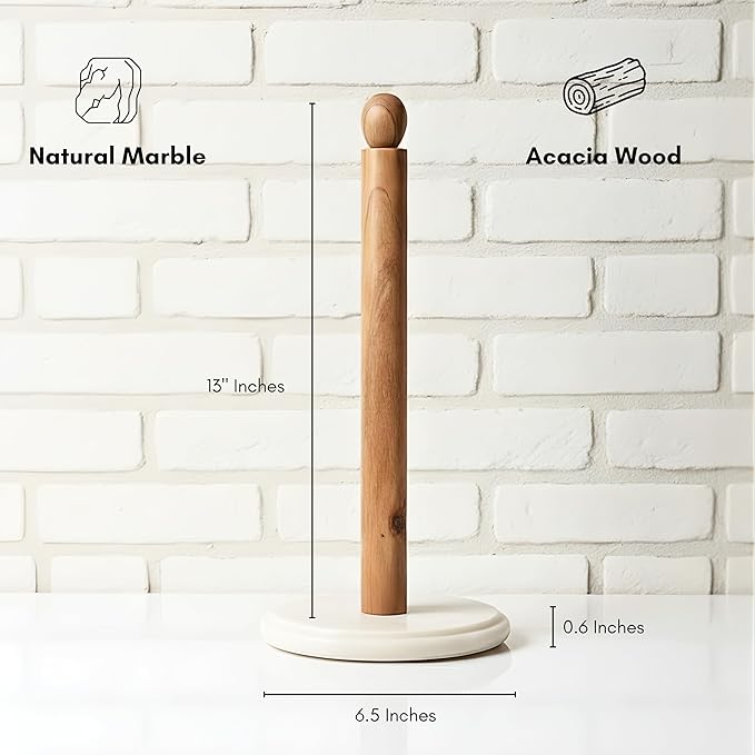 Paper Towel Holder, Marble Base Paper Towel Holder countertop, Kitchen Towel Holder, Bathroom Paper Towel Holder (White)