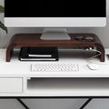 Anji Mountain Wood Monitor Stand Riser Desk Desktop Organizer Table for Home, Office Workspace, Laptop Riser, Ergonomic Design Stand for Gaming Setup, with Power Source, Walnut