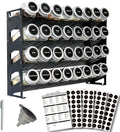4 Tier Spice Rack Organizer with 32 Square Spice Jars and 160 Spice Labels Set for Kitchen Cabinet Countertop Pantry or Wall Mount, Matte Black