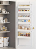 6-Tier Hanging Pantry Organizer, Metal Spice Rack Storage for Kitchen Laundry Bathroom Cabinet, White