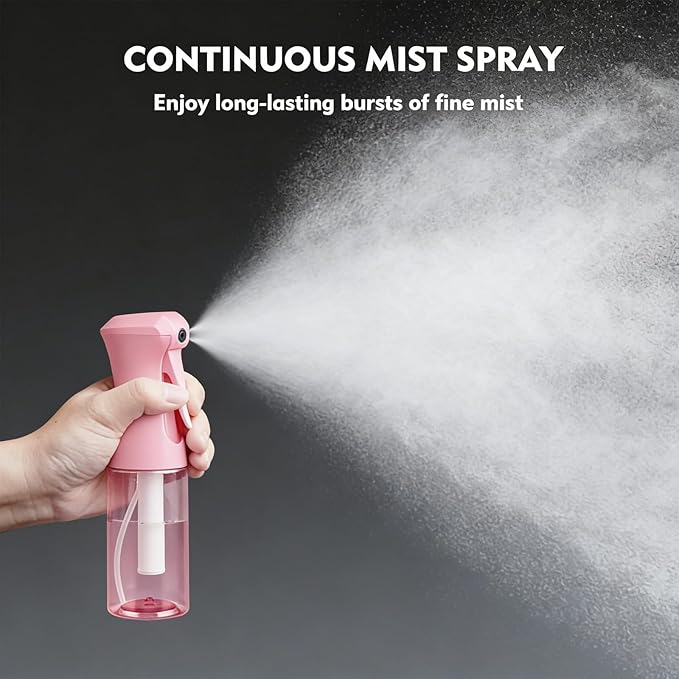 Continuous Spray Bottle, 6.8 OZ Hair Spray Bottles, Ultra-Fine Mister Spray Bottle for Hairstyling, Cleaning, Plants, Pets, Salons, and More (1 Pack)