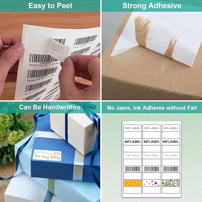 MFLABEL 1" x 2-5/8" Address Labels for Laser & Inkjet Printers 15,00 White Shipping Stickers(50Sheets,30/Sheet)+48 Free Fragile Stickers | Easy to Peel,Mailing Labels for Packages, Shipping