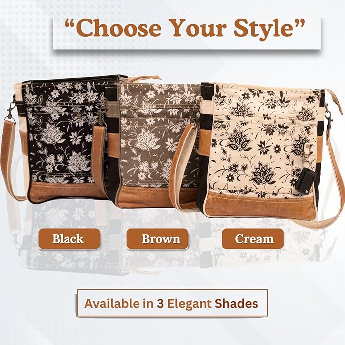 RAJERIYA Bags SEL de MER Upcycled Blossom Print Canvas & Leather Shoulder Bag, Canvas Crossbody Bags for Women