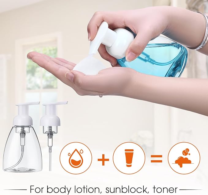 Eboot 24 Pcs 10 oz Foaming Soap Dispenser Foaming Pump Bottle Travel Hand Soap Pump Foam Dispenser Bottle Plastic Press Bottles Empty Refillable Plastic Container for Liquid Shampoo