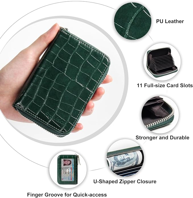 Credit Card Wallet, RFID Card Case Wallet, Zipper Card Cases Holder for Men Women, RFID Blocking, KeyChain Wallet, Compact Size Card Organizer Case for Women