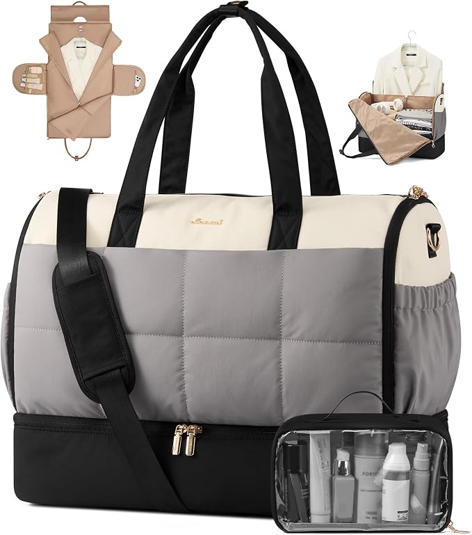 LOVEVOOK Garment Bags for Travel,Convertible Garment Bag for Women with Shoe Pouch,Carry on Duffel Bag with Toiletry Bag, 2 in 1 Hanging Suitcase Suit Bag,Waterproof Weekender Bags for Business Trip