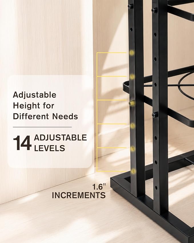 HULISEN Pots and Pans Organizer Under Cabinet, Adjustable Pot and Pan Organizer(14.8" to 26.2"), Vertical Pan Organizers Inside Cabinet, Kitchen Storage Rack for 12" Cookware Lids Baking Trays