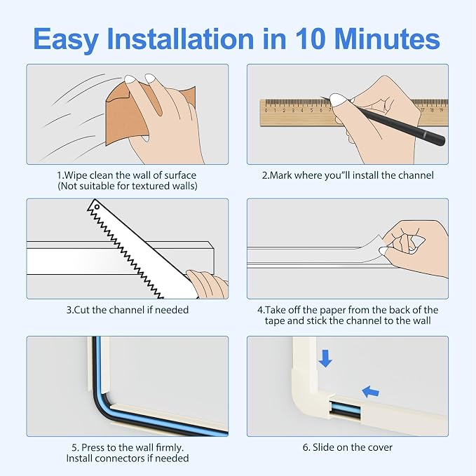 Yecaye Cord Hider, 113in Medium Cord Covers for Wires on Wall, Cord Organizer for 2-3 Wires, Easy Install Cable Management Kit, TV Cable Hider for Home Office, W0.95in H0.55in, Beige